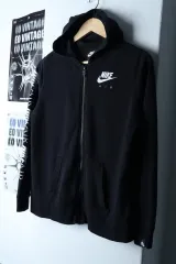 W(XL) NIKE フードジップアップ サイドレタリング ブラック オールドスクール-1752F