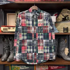 00s ポロ ラルフローレン ヴィンテージ マドラスチェック パッチワーク ボタンダウン シャツ N875