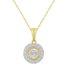 Celebration Gems レディース アクセサリー ネックレス・チョーカー・ペンダントトップ レース Celebration Gems 14k Gold 110 CaratW Diamond Round Halo Pendant Necklace 14