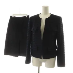 エポカ EPOCA スーツ セットアップ ノーカラージャケット タイトスカート ひざ丈 ツイード 40 紺 ネイビー M5E13-478-28 M5S32-478-28 /AN41