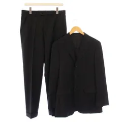 ポールスミス PAUL SMITH シングルスーツ セットアップ テーラードジャケット アウター 総裏地 テーパードパンツ スラックス ジップフライ ウール ストライプ柄 M 黒 ブラック /BB