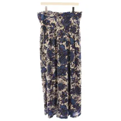 ネミカ NEMIKA ワイドパンツ イージー ウエストゴム ストレッチ 花柄 13 青 ブルー グレー /BB