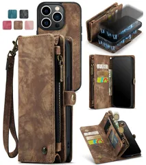 新品 iPhone 13Pro Max 5G分離可能ケース 手帳型iPhone 13 pro maxビジネス風 PUレザー スタンド機能 お洒落 車載 マグネット取り外し自由大容量収納(小銭やイヤホン、コインなど収納可能) 財布合一 ケース【MHY】アイフォン