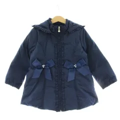 メゾピアノ mezzo piano ダウンコート フード ジップアップ リボン ビジュー装飾 女の子 110 紺 ネイビー 6424312 /KU