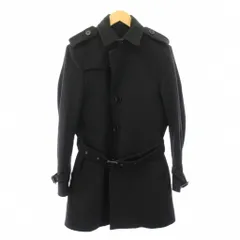 バーバリーブラックレーベル BURBERRY BLACK LABEL トレンチコート アウター ミドル丈 シングル ワンカラー ベルト M 黒 ブラック /BB