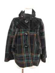 イーハイフンワールドギャラリー E HYPHEN WORLD GALLERY コート ショート フード タック チェック F 黒 ブラック /ss