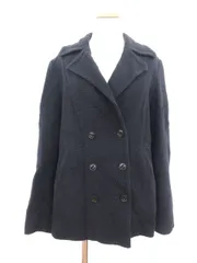 シャンデリエ アクアガール Chandelier aquagirl ジャケット テーラード ダブル ツイード ロング コットン シルク 38 紺 ネイビー /km