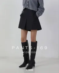 11AM キュロット クロップド パンツ キュロット ハーフパンツ ショーツ ショートパンツ シルキー 光沢 ブラック 黒