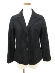 シンプリシテェ Simplicite ジャケット テーラード シングル ストライプ ウール コットン 黒 ブラック /tt