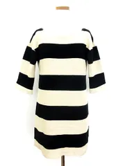 ジャーナルスタンダード JOURNAL STANDARD ワンピース ミニ ボーダー 七分袖 コットン ベージュ 黒 ブラック ako