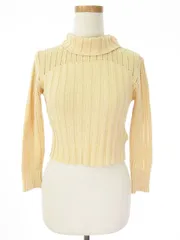 スナイデル snidel カットソー ニット 七分袖 オフタートル ショート丈 コットン F オレンジ /mi