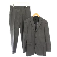バーバリーブラックレーベル BURBERRY BLACK LABEL シングルスーツ セットアップ テーラードジャケット アウター 背抜き テーパードパンツ スラックス ジップフライ ウール ストライプ柄 38 グレー /BB