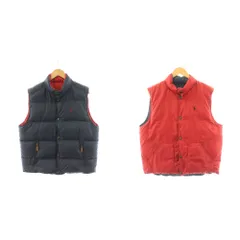 ポロ ラルフローレン POLO RALPH LAUREN ダウンベスト リバーシブル ロゴ L 赤 レッド 紺 ネイビー /AN71