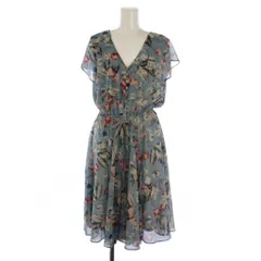 ローレンラルフローレン LAUREN RALPH LAUREN ワンピース ひざ丈 ノースリーブ 花柄 0 青 /BM