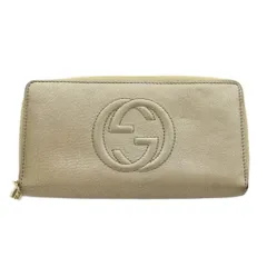 グッチ GUCCI インターロッキングG 長財布 ラウンドファスナー 小銭入れ レザー ゴールド色 /AN61 ■OH