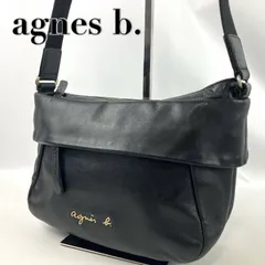 agnes b.　アニエスベー　ショルダーバッグ　ロゴ　斜め掛け　肩掛け　レザー　ブラック　B555