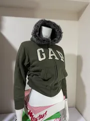 GAP ジップアップパーカー  ファー  y2k  ギャル  平成  短丈  リメイク