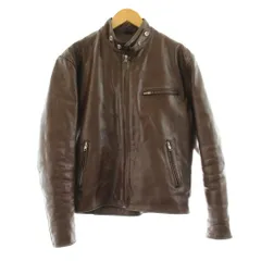 ホーンワークス HORN WORKS シングルライダースジャケット レザージャケット ジップアップ M 赤茶 /KU