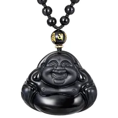 【新品】 [限定ブランド]Jewboo-ネックレス＆ペンダント-仏陀天然黒曜石ネックレス ヒーリング水晶 幸運 お守り 女性 想 ペンダント 長さ調節可能 1