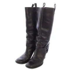 グッチ GUCCI ロングブーツ GGロゴ レザー 36.5C 黒 ブラック /TK