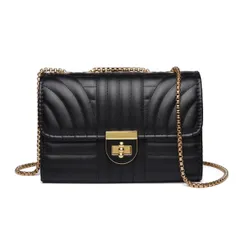 [Electric Circus] かっこいい かわいい おしゃれ プレゼント 人気 子供 キッズ 女の子 小学生 中学生 用 無地 かばん ばっぐ チェーン バッグ 斜めがけ ポシェット 鞄 軽量 旅行 韓国 レディース パーティー 結婚式 ホ [ブラック]