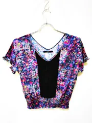 カスタネ Kastane Tシャツ カットソー 総柄 レース 半袖 F 紺 ネイビー