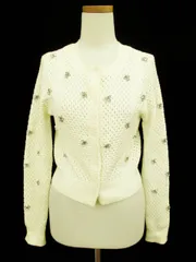 スナイデル snidel カーディガン ニット ショート丈 ビジュー F アイボリー /KY