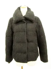 ブロードゥリー&コー Broderie&Co ナノユニバース コート ダウン 総柄 ウール混 36 黒 茶 ブラック ブラウン /HH