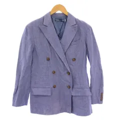 ポロ バイ ラルフローレン Polo by Ralph Lauren テーラードジャケット アウター ダブル 背抜き ワンカラー 麻 リネン 2 青 ブルー /BB