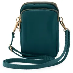 [JNiA] スマホポーチ レディース ナイロン ショルダーバッグ ポシェット 斜めがけⅹ縦型ⅹミニ (グリーン) [グリーン]