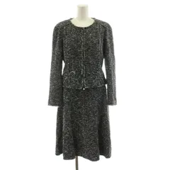 ルネ Rene TISSUE セットアップ 上下 ノーカラージャケット フレアスカート ひざ丈 38 紺 ネイビー 6643100 /KU