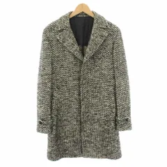 タリアトーレ TAGLIATORE トーマス THOMAS チェスターコート アウター 総柄 アルパカ混 モヘヤ混 48/R 黒 ブラック 白 ホワイト 91UIC033 /YT