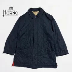 【希少ヴィンテージ】HERNO ヘルノ キルティングコート ネイビー 紺 オーバーサイズ 大きめ ゆったり レディース Aライン 裏地赤 ユニセックス メンズ着用可 秋冬 アウター 大人可愛い ハーフコート レトロ