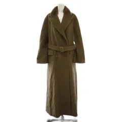 マックスマーラ MAX MARA チェスターコート ロング ベルト付き ウール カシミヤ 襟ファー 42 カーキ /BM