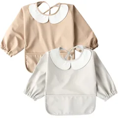 新品 [kalavika] お食事エプロン 長袖 2枚セット 北欧調 洗える ベビー 離乳食 エプロン 袖付き 食事スタイ 赤ちゃん 女の子 男の子 スモック 防水 子供 キッズ 食事用エプロン 0歳 1歳 2歳 3歳 4歳 5歳 保育園 入園準備