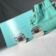 良品 ティファニー T&CO1837 カフス シルバー ブラック スクエア