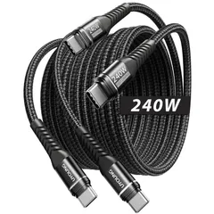 【数量限定】2本 ブラック 対応 対応 Pro/iPhone17/16/15/Galaxy Air/iPad MacBook 急速充電ケーブル 480Mbpsデータ転送 超高速充電 ナイロン編み PD3.1 充電コード USBC to C C Type 2M 