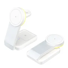 新品 インクのチップス ワイヤレス充電器 マグセーフ対応 iPhone マグネット式 スタンド 3in1 15W AirPods AppleWatch 対応 W79 折り畳み 充電スタンド 置き型 置くだけ 急速 ライト付 ホワイト