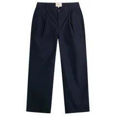 フォーク メンズ ボトムス カジュアルパンツ Folk Wide Fitrousers Ash Navy Brushed Twill アッシュ