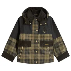 バブアー レディース アウター ジャケット・ブルゾン Barbour Elaine Showerproof Jacket Olive Check Black ブラックのサムネイル
