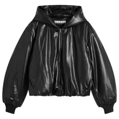 アクネ ストゥディオズ レディース アウター コート レザー フェイクレザー Acne Studios Offy Grainy Faux Leather Hooded Coat Black ブラックのサムネイル