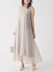 人気アイテム☆今年も入荷☆レイヤードノースリーブロングワンピース 2026新作