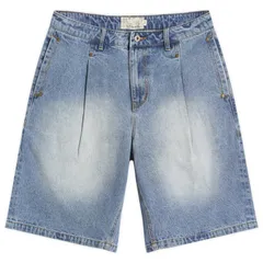 ダイム メンズ ボトムス ハーフパンツ・ショーツ プリーツ ショートパンツ デニム Dime Pleatedenim Shorts Blue Washed ブルーのサムネイル