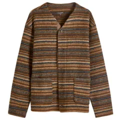 エンジニアードガーメンツ メンズ アウター ニット・セーター カーディガン Engineered Garments Knit Cardigan Brown Fair Isle Stripe ブラウンのサムネイル