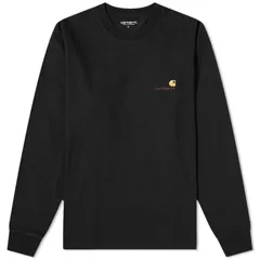 カーハート メンズ トップス Tシャツ Carhartt WIP Long Sleeve American Scriptee Black ブラック