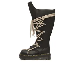 リックオウエンス レディース シューズ ブーツ・レインブーツ レース Rick Owens x Dr Martens 1B60 Quad Pentalace Knee High Boot Blackのサムネイル