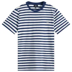 アーペーセー メンズ トップス Tシャツ APC Raye Stripe Tshirt Dark Navy White ホワイト