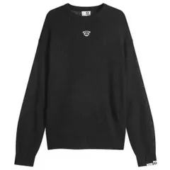 ベイシング エイプ メンズ アウター ニット・セーター ロゴ AAPE by A Bathing Ape AAPE Logo Mohair Knit Sweater Black ブラックのサムネイル