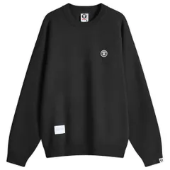 ベイシング エイプ メンズ アウター ニット・セーター AAPE by A Bathing Ape AAPE Now Camo Badge Knit Sweater Black ブラックのサムネイル