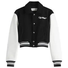 オフホワイト レディース アウター ジャケット・ブルゾン クロップド OffWhite WO Simple Cropped Varsity Jacket Black White ホワイトのサムネイル
